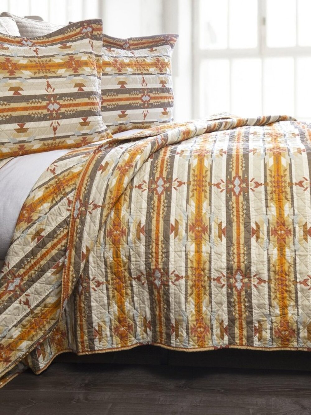 Wrangler Amarillo Sunset Southwestern 2-Piece Quilt Set, Twin,Beige